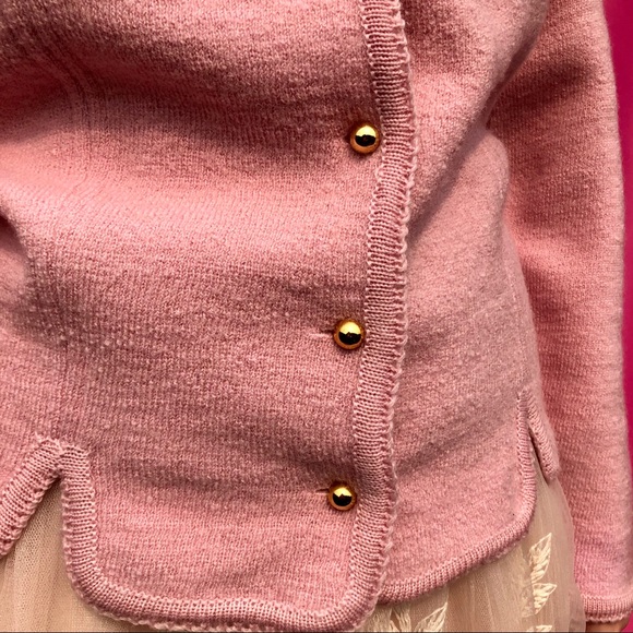 Vintage 100% wool pink cardigan with gold buttons - Picture 3 of 6